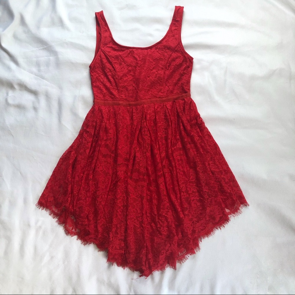 Millau LF Red Lace Scoop Back Dress
